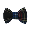 Navy Blue plaid dog bow tie