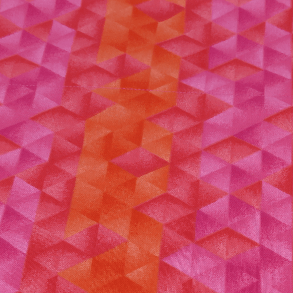 close up of geometric pink dog bandana