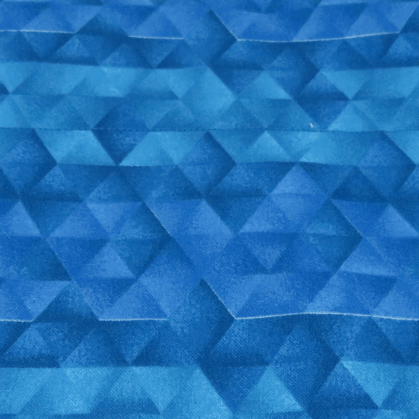 close up of geometric blue dog bandana