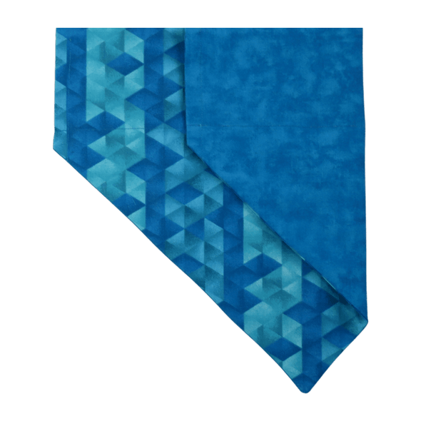 geometric blue dog bandana with blue rear