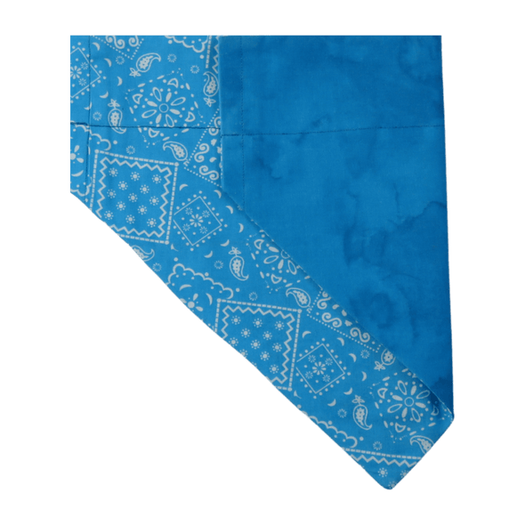 teal blue patchwork dog bandana with blue on rear