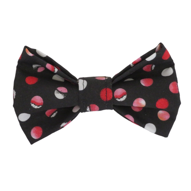 navy blue dog bow tie with pink and white dots