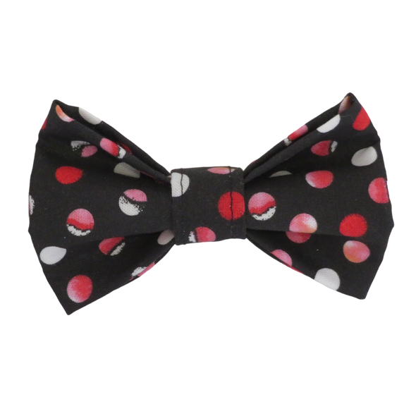 navy blue dog bow tie with pink and white dots